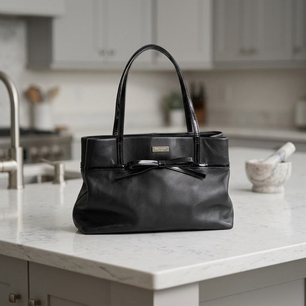 Kate Spade Helena Tote Bag Purse Large Patent Leather Black Double Strap
